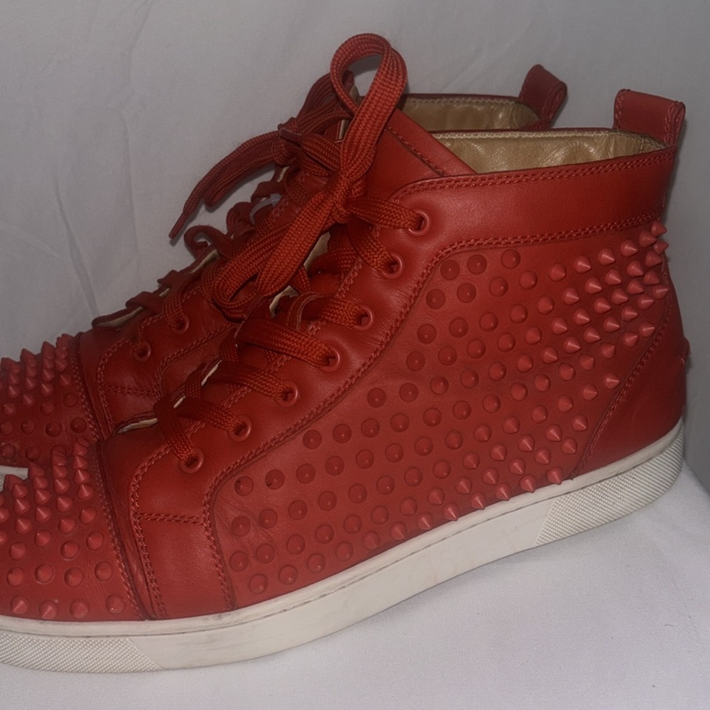 Christian Louboutin Red Spike-Detail High-Top Sneakers
